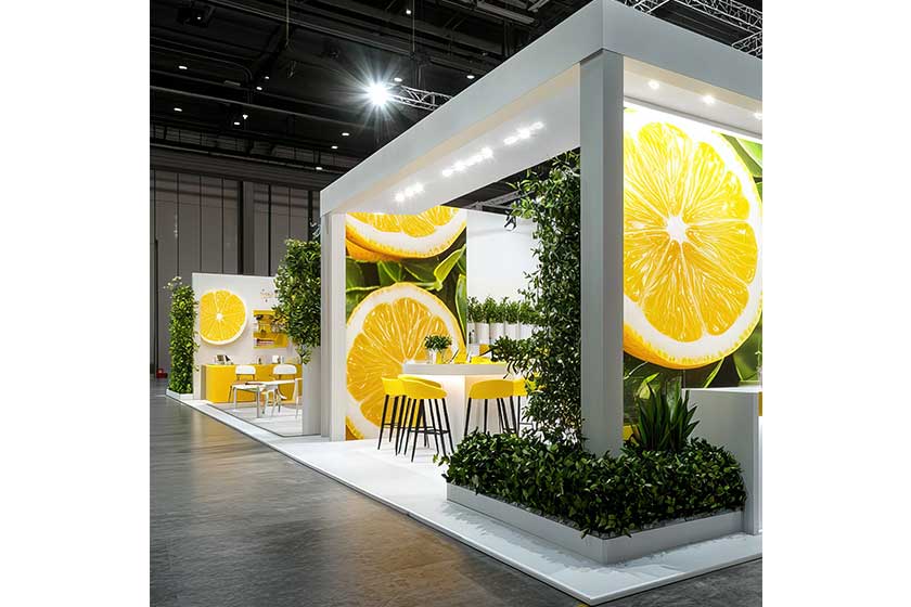 Bright Trade Show Booth with Lemon-Themed Design