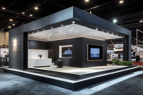 Modern Exhibition Booth with Black and White Design