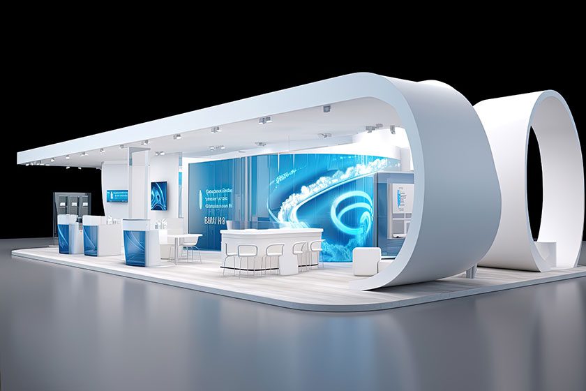 Professional visualization of a large company exhibition stand